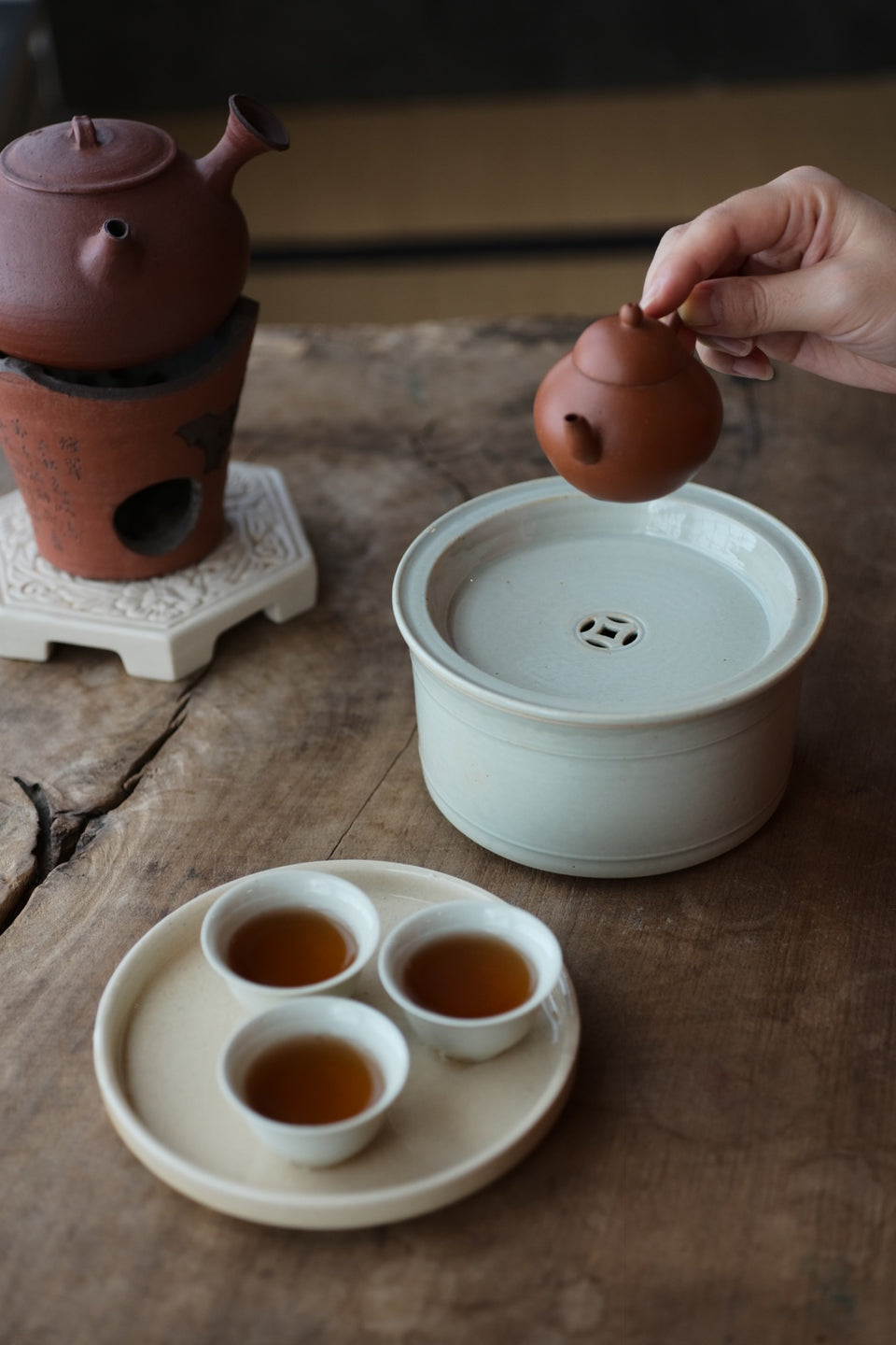 Ash-fired Off-White Porcelain Gongfu Tea Hucheng