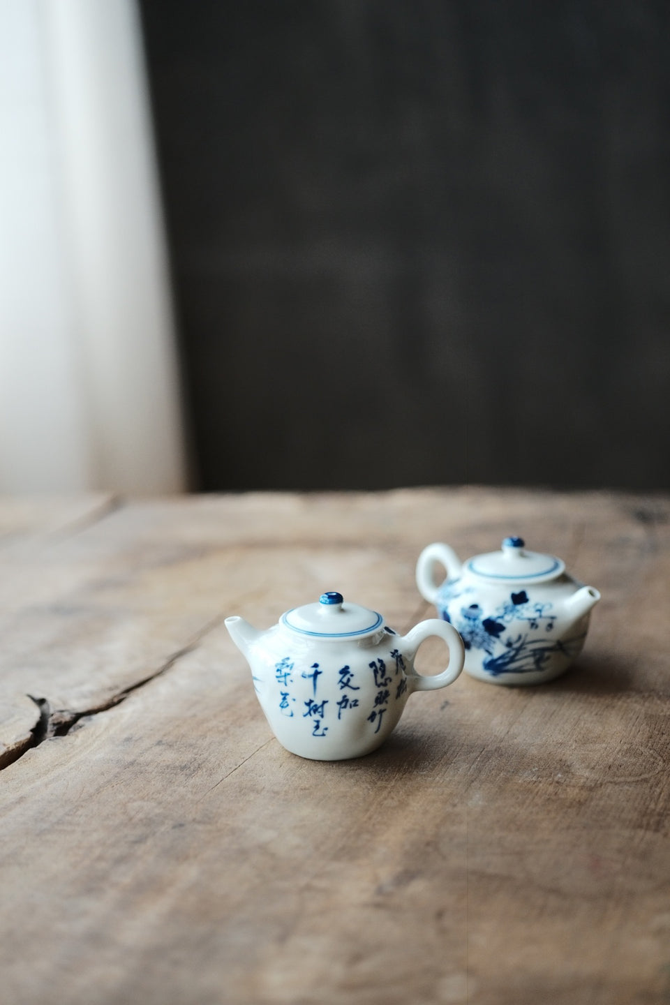侘び寂び四花青花急須