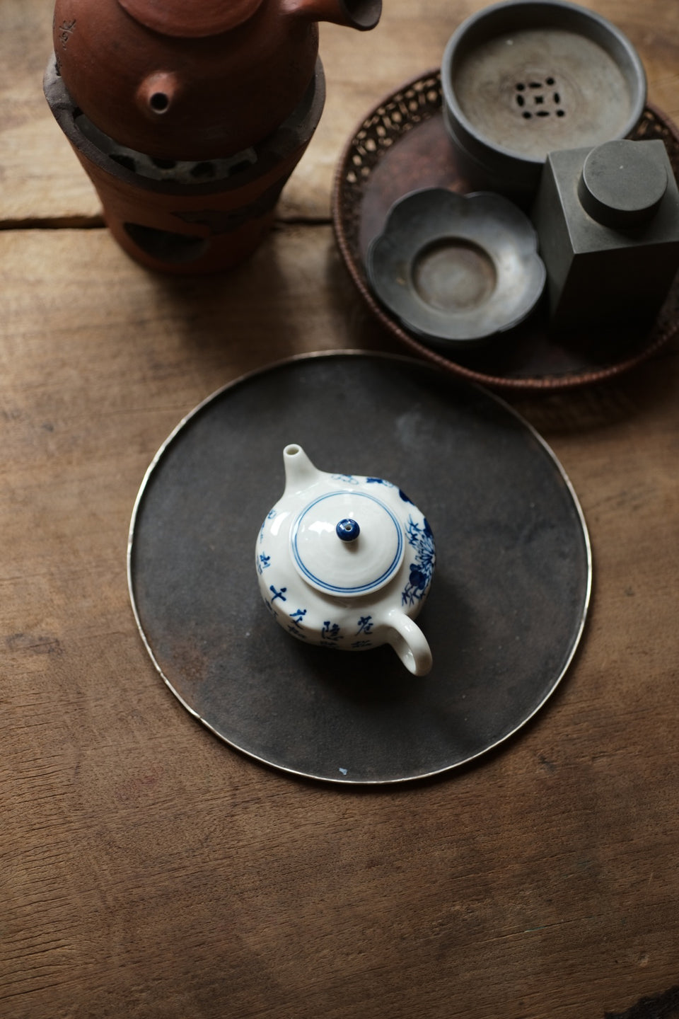 侘び寂び四花青花急須