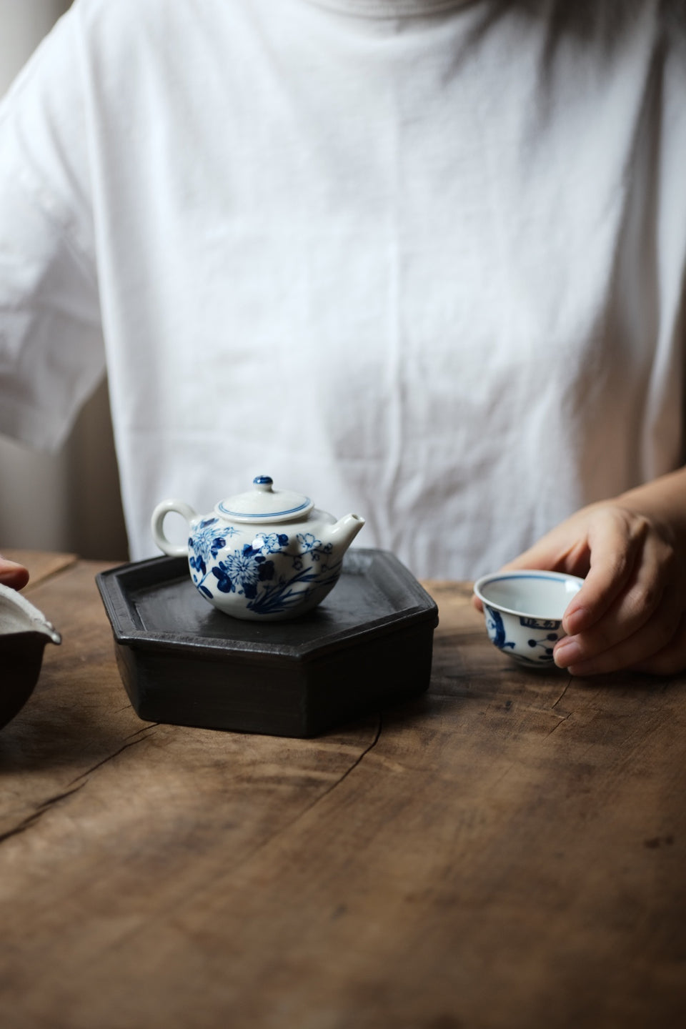 侘び寂び四花青花急須