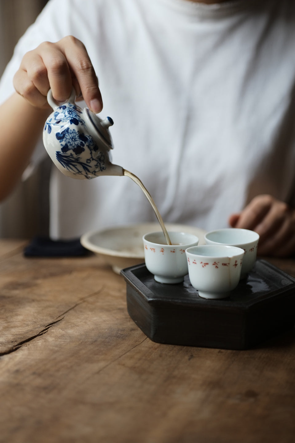 侘び寂び四花青花急須