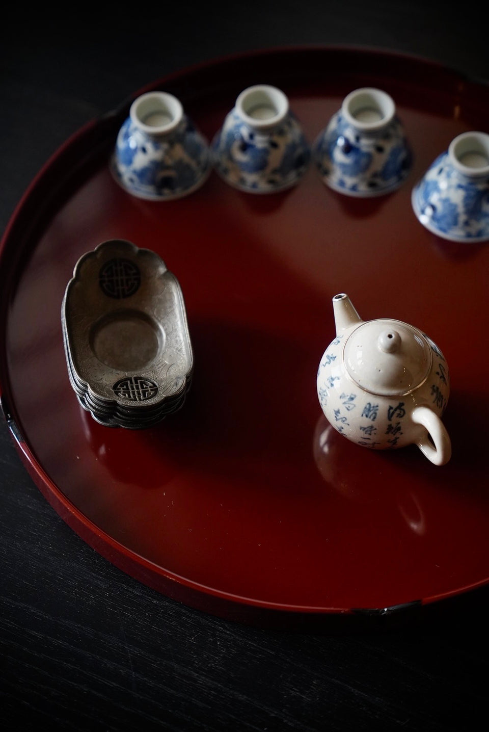 Silver-lined Qinghua Poetry Teapot