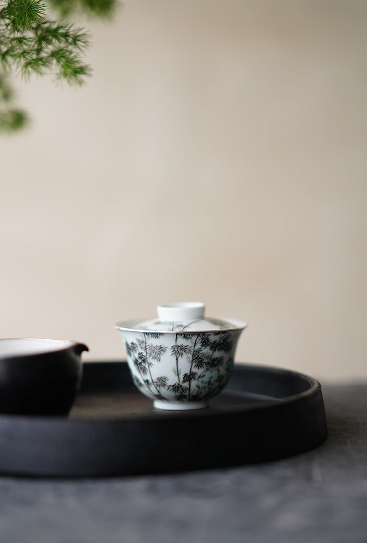 Delicate Overglaze Bamboo Gaiwan