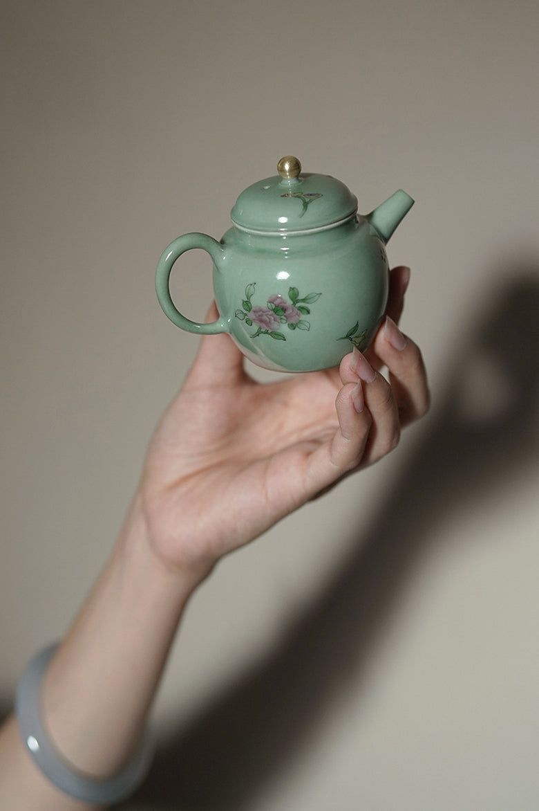 Stone Green Floral Small Wen Teapot