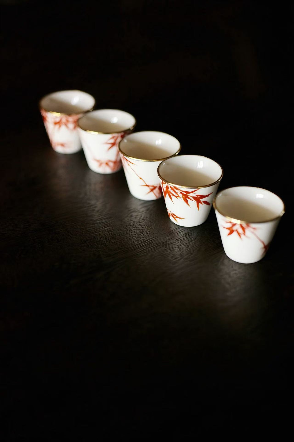 Red Bamboo Shadows Teacup Set