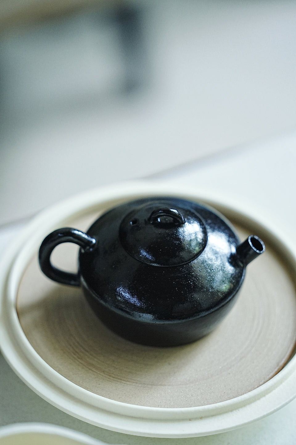 Wide Black Pu'er Teapot