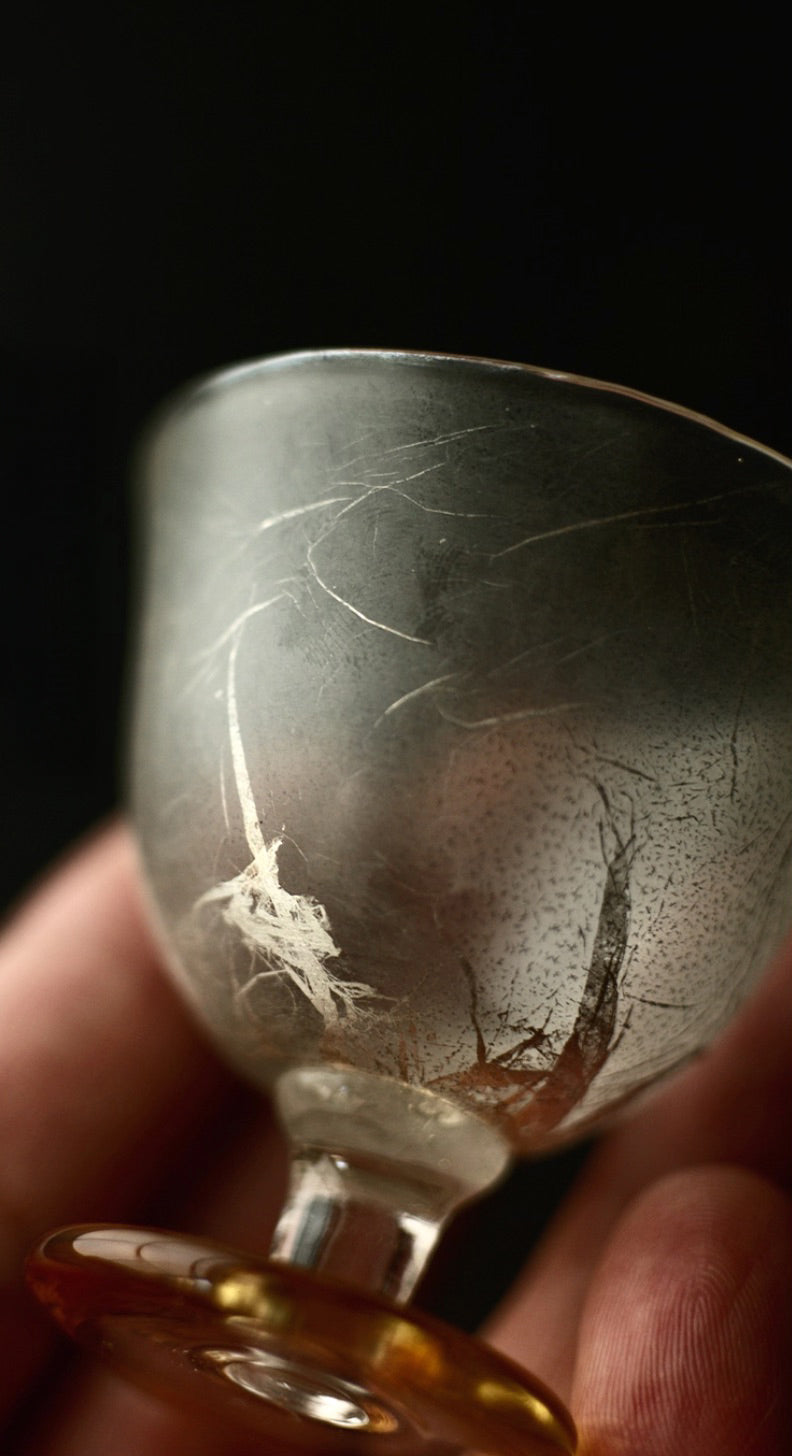 Winter Frost Series Silver Mist Footed Glass Teacup