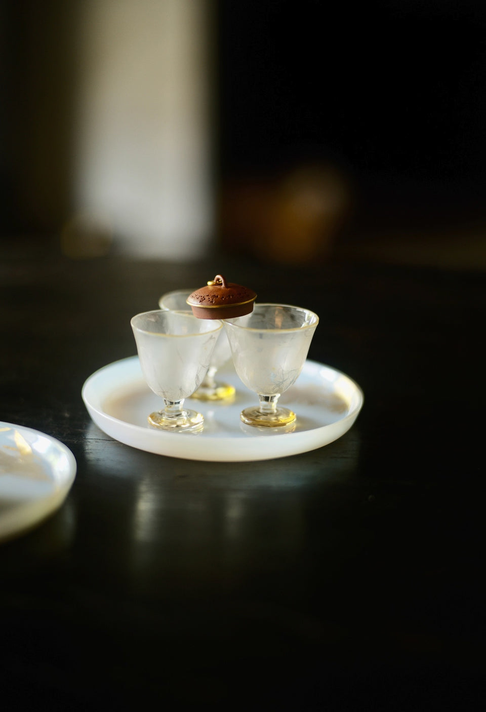 Winter Frost Series Silver Mist Footed Glass Teacup