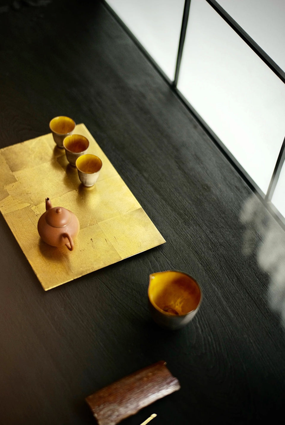 "Huang Lian" Glass Tea Cups - Gold and Burnished Silver