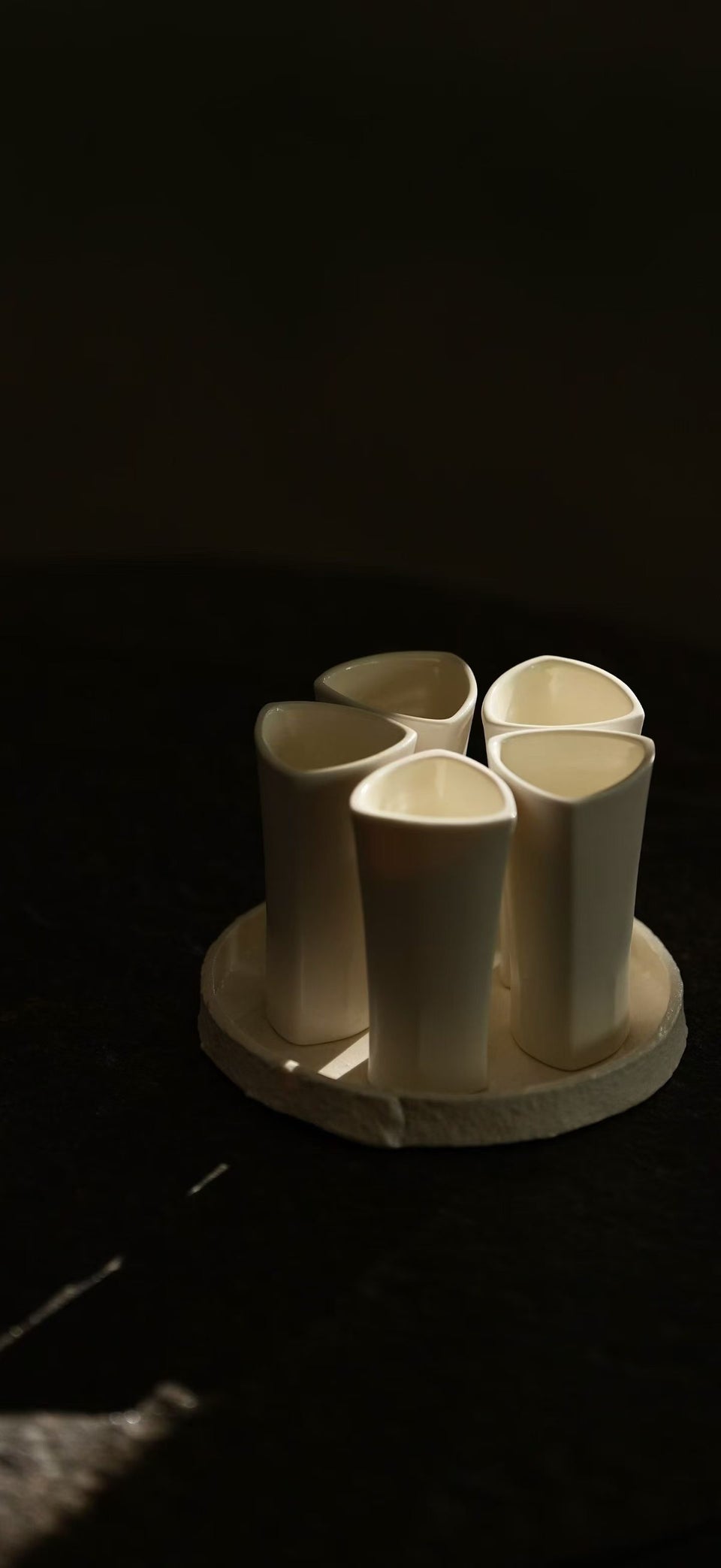 Tall White Teacups - "Flower Set"