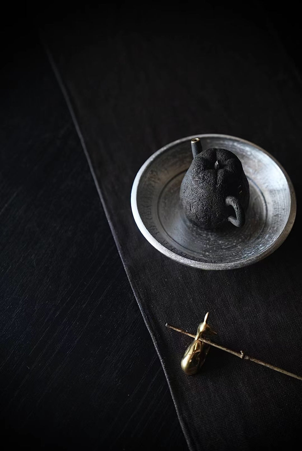 Footed Black Silver or Silver Glaze Hucheng Tea Tray