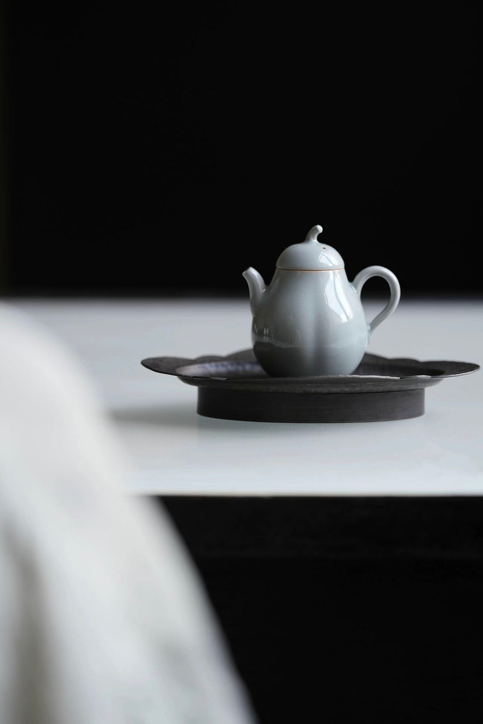 Hand-Forged Pewter Begonia Tea Tray