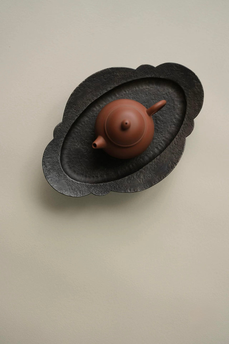 Hand-Forged Pewter Begonia Tea Tray