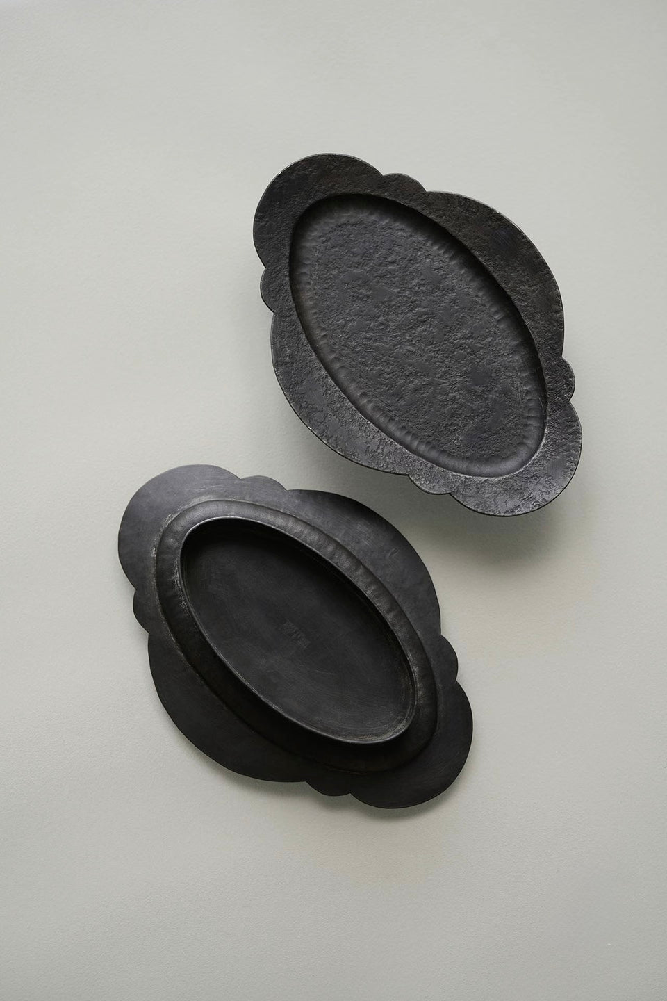 Hand-Forged Pewter Begonia Tea Tray