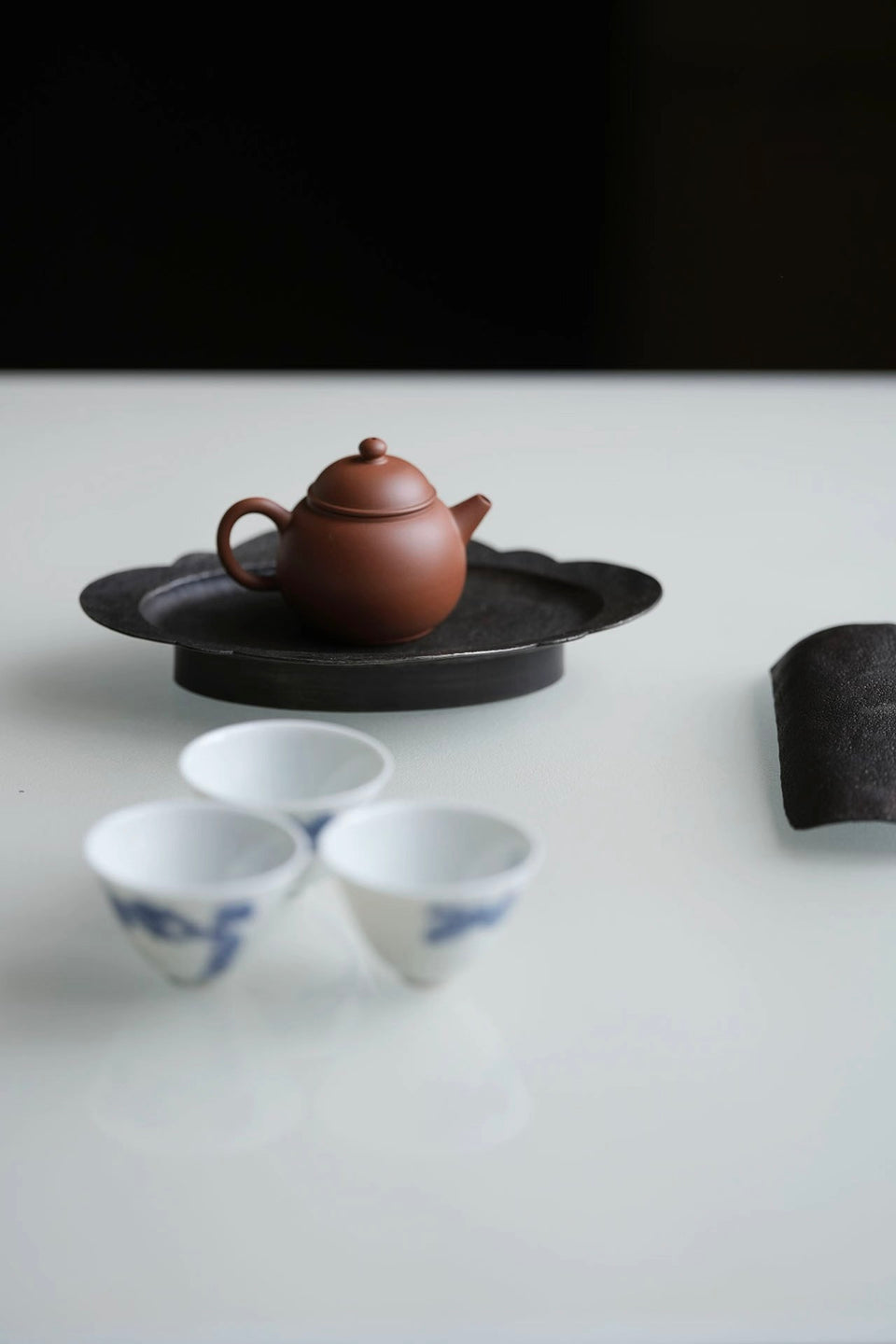 Hand-Forged Pewter Begonia Tea Tray