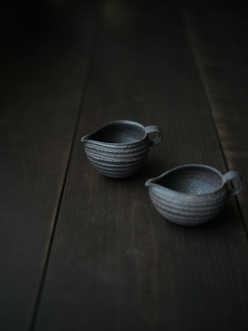 Textured Charcoal Black Clay Pitcher Gongdaobei