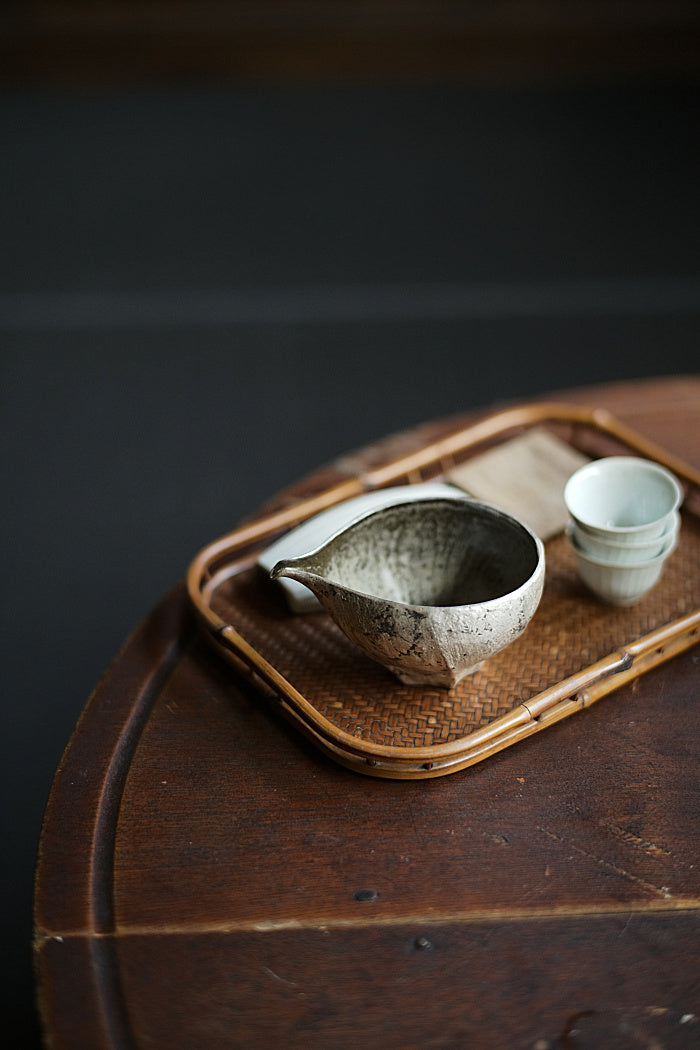 "Dragon Egg" Brushed Silver and Gray Gongdaobei Share Cup