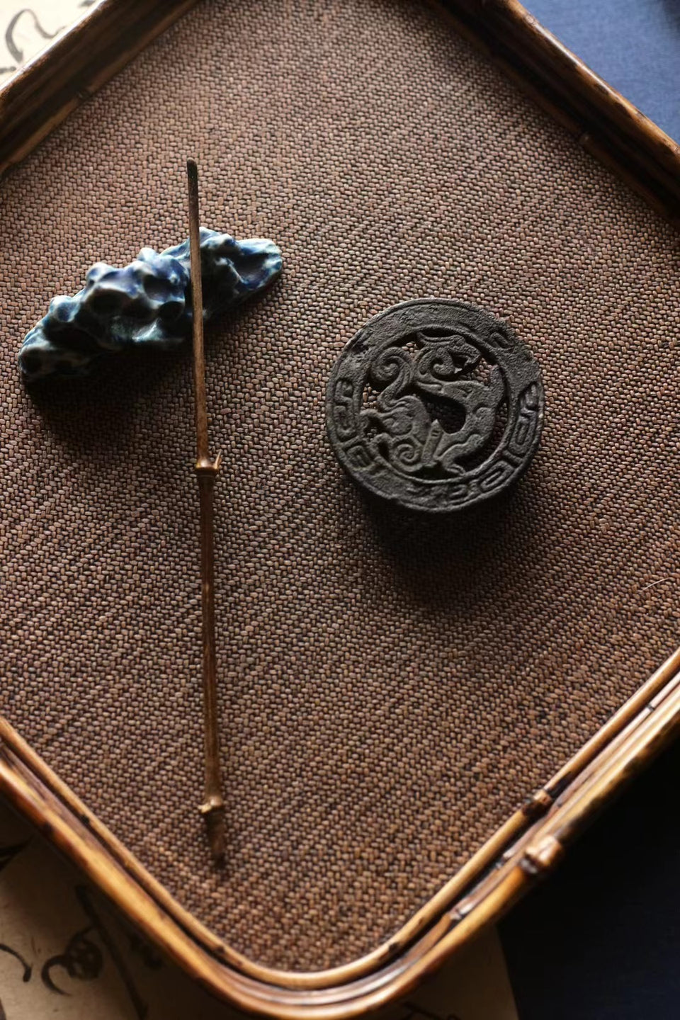 Hand-Carved Black Ceramic Lid Holders by Ji Shang Zhao Wu