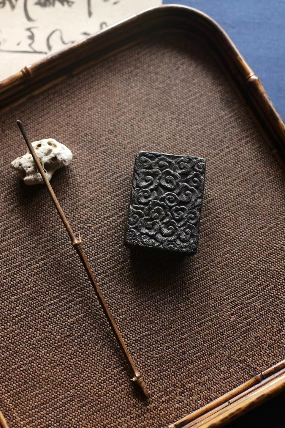 Hand-Carved Black Ceramic Lid Holders by Ji Shang Zhao Wu