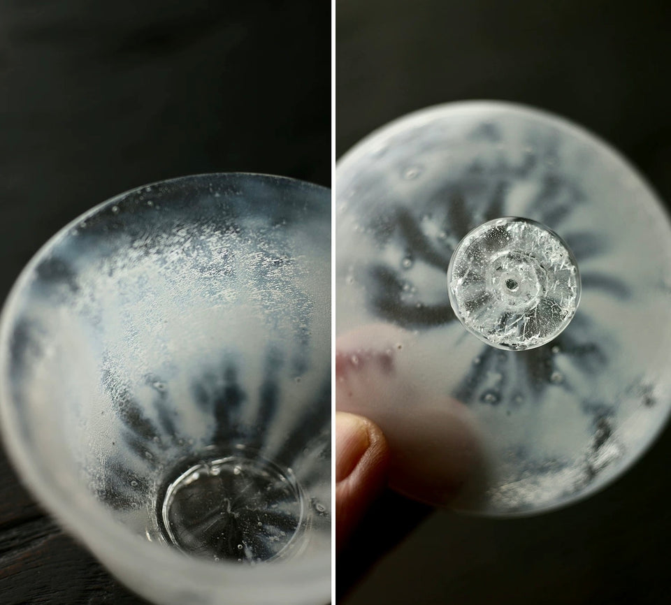 Winter Frost Moonlit Ice Crack Gaiwan by Qin Glass