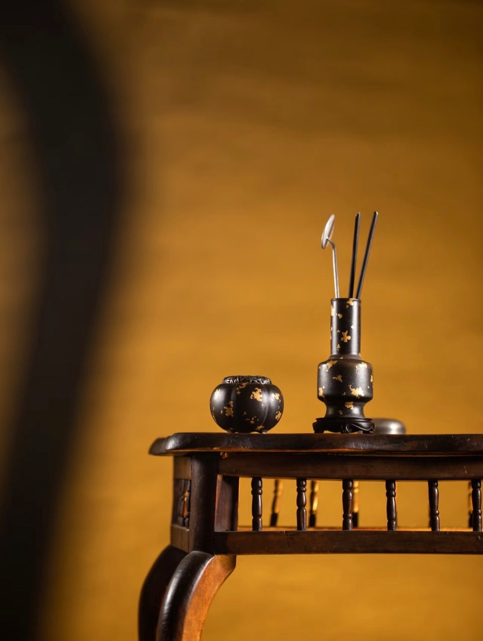 Gold-Sprinkled Pumpkin Incense Burner