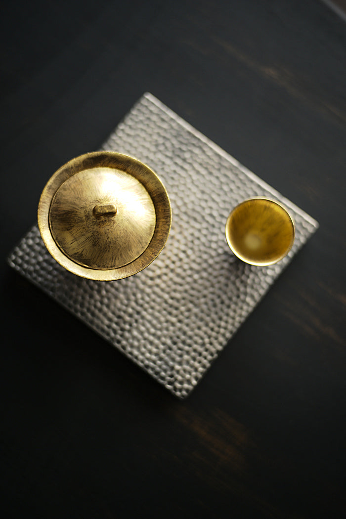 "Bamboo Hat" Gaiwan - Gold and Silver