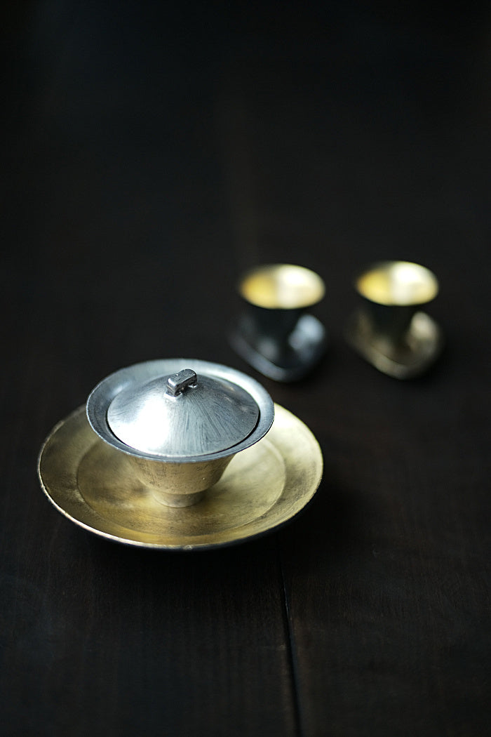 "Bamboo Hat" Gaiwan - Gold and Silver