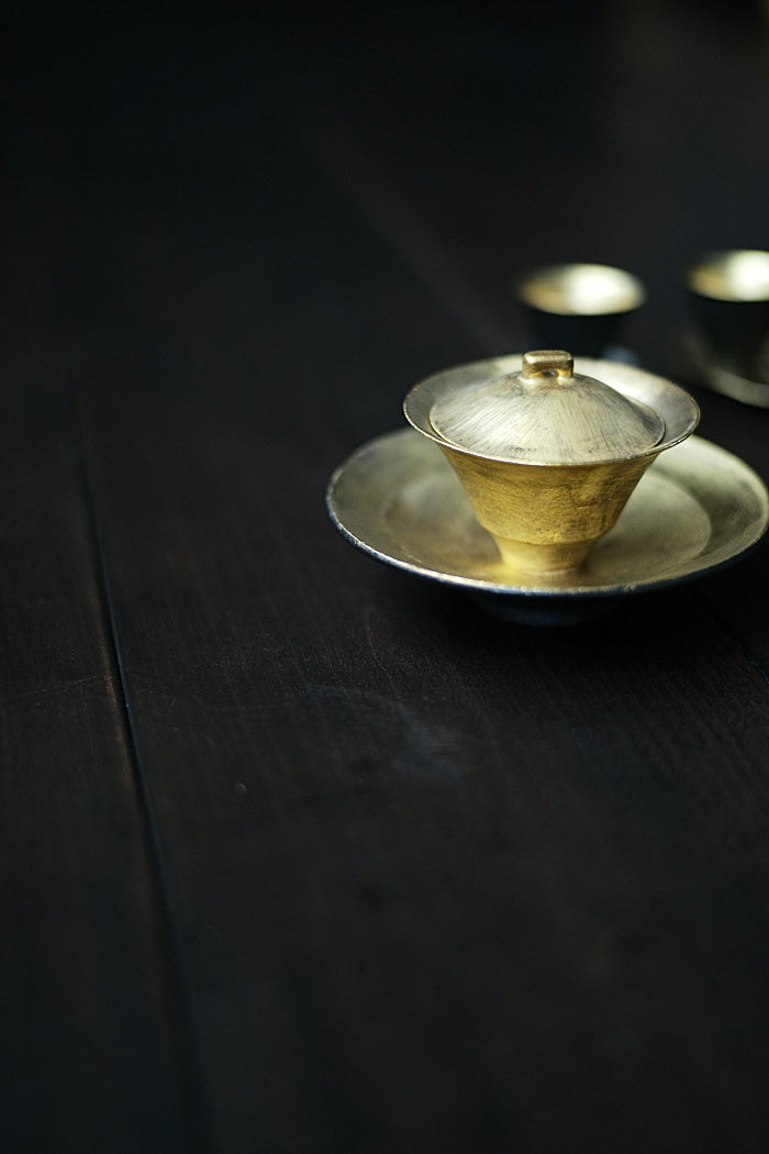 "Bamboo Hat" Gaiwan - Gold and Silver