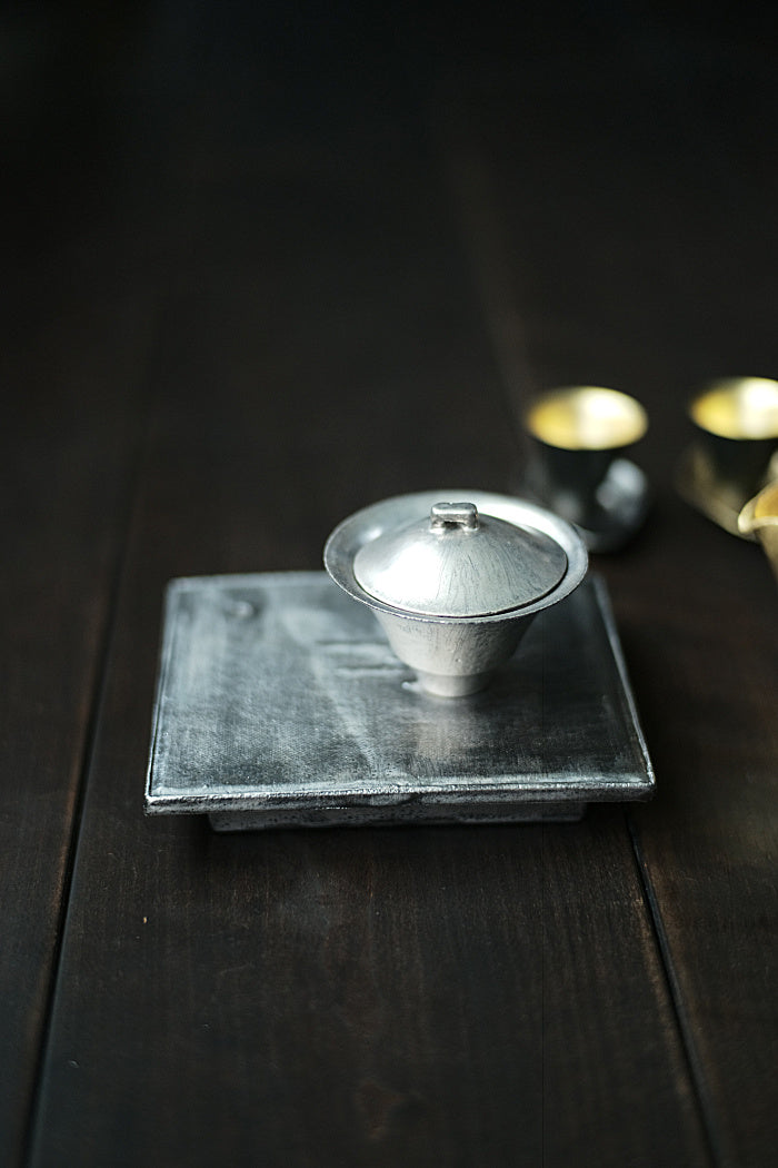 "Bamboo Hat" Gaiwan - Gold and Silver