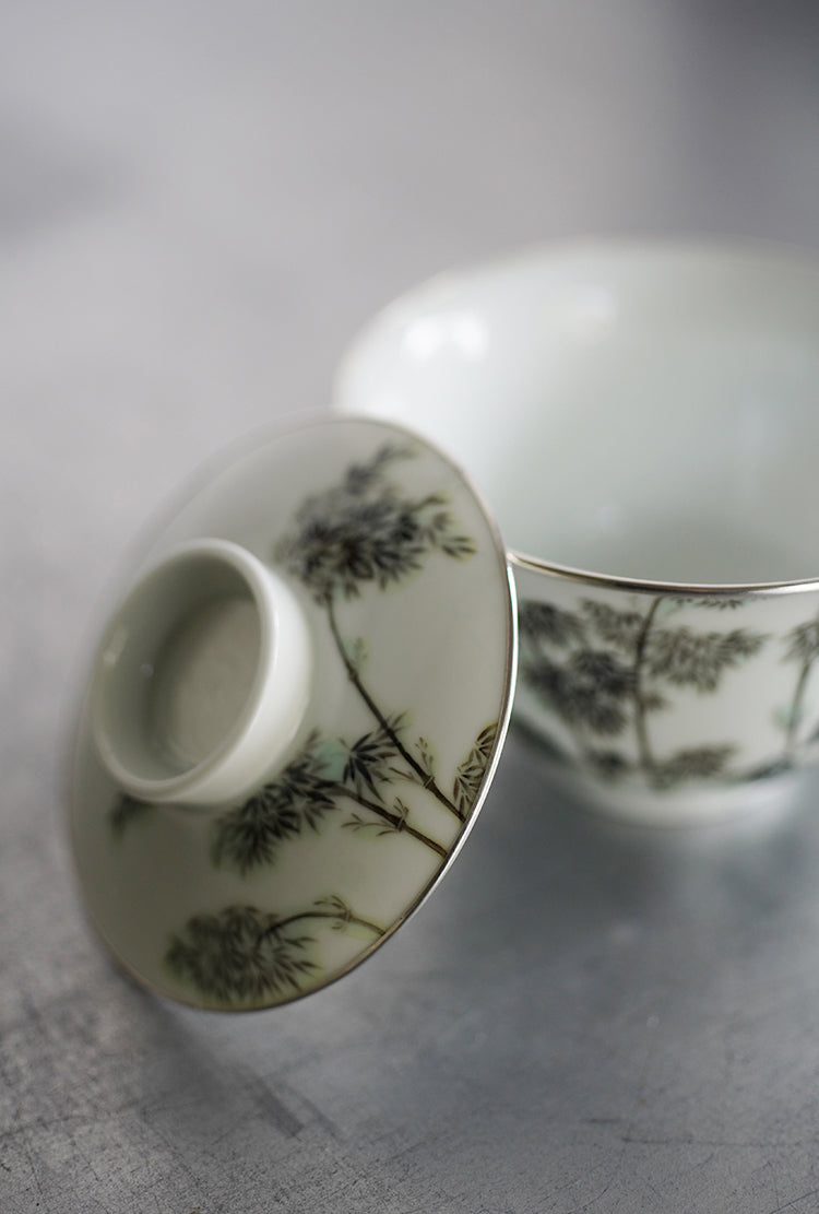 Delicate Overglaze Bamboo Gaiwan