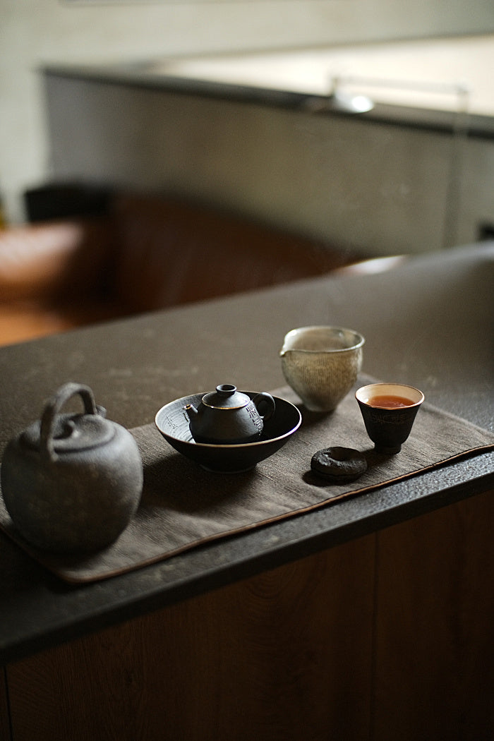 Calligraphy and Silver Black Clay Teapot #2 by Cheng Wei