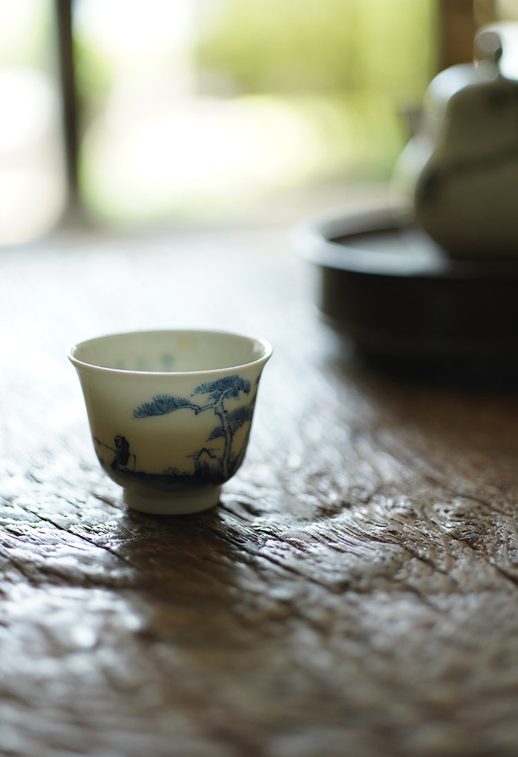 Qinghua Fisherman Porcelain Teacup