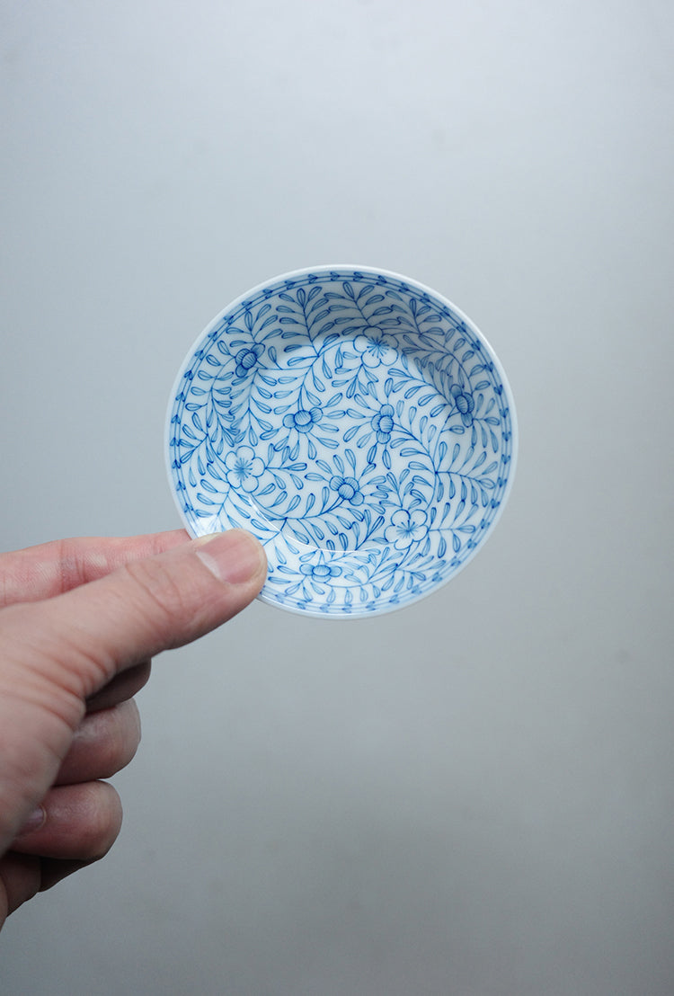 "1000 Leaves" Qinghua Teacup Holder & Coasters