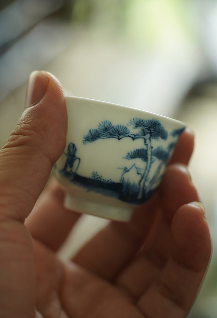 Qinghua Fisherman Porcelain Teacup