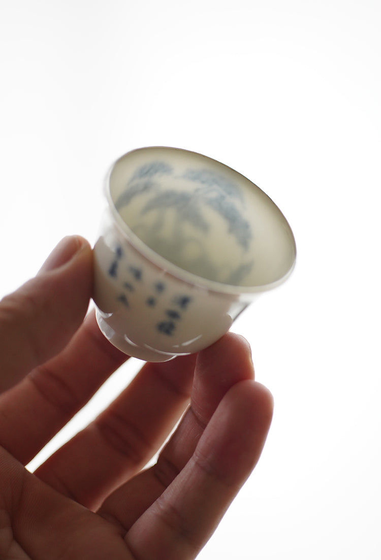 Silver-rimmed Qinghua Fisherman Teacup