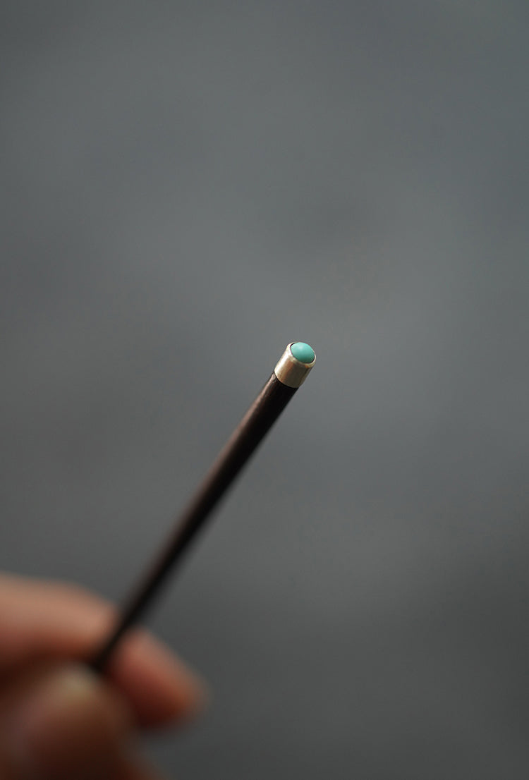 Green Turquoise, Pearlwood, and Silver Tea Pick – 180andup