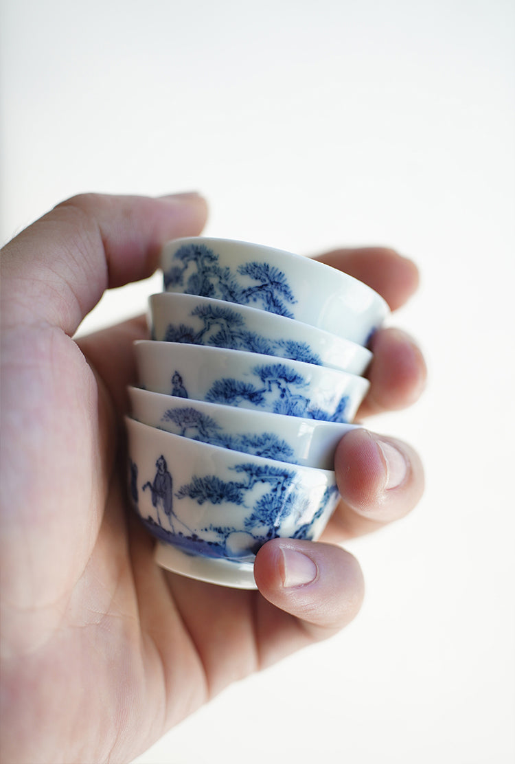 Qinghua Ruò Shēn Teacup - The boy, the hermit, and the mountain