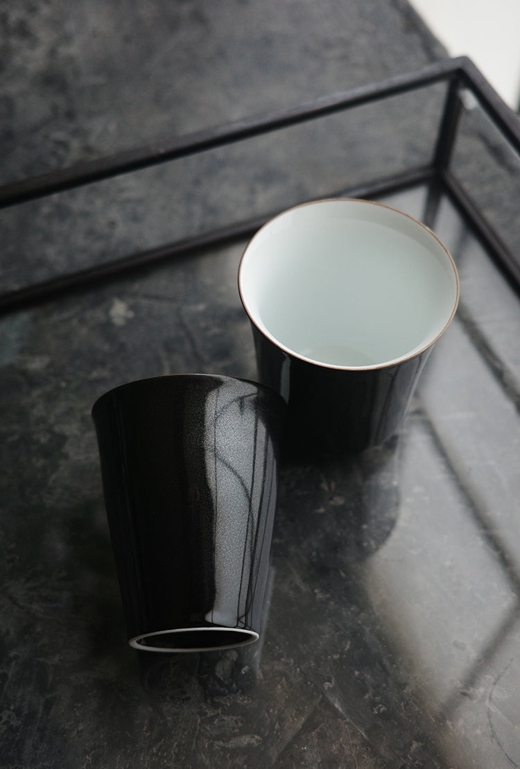 Ink-Black Minimalist Ceramic Coffee Cup