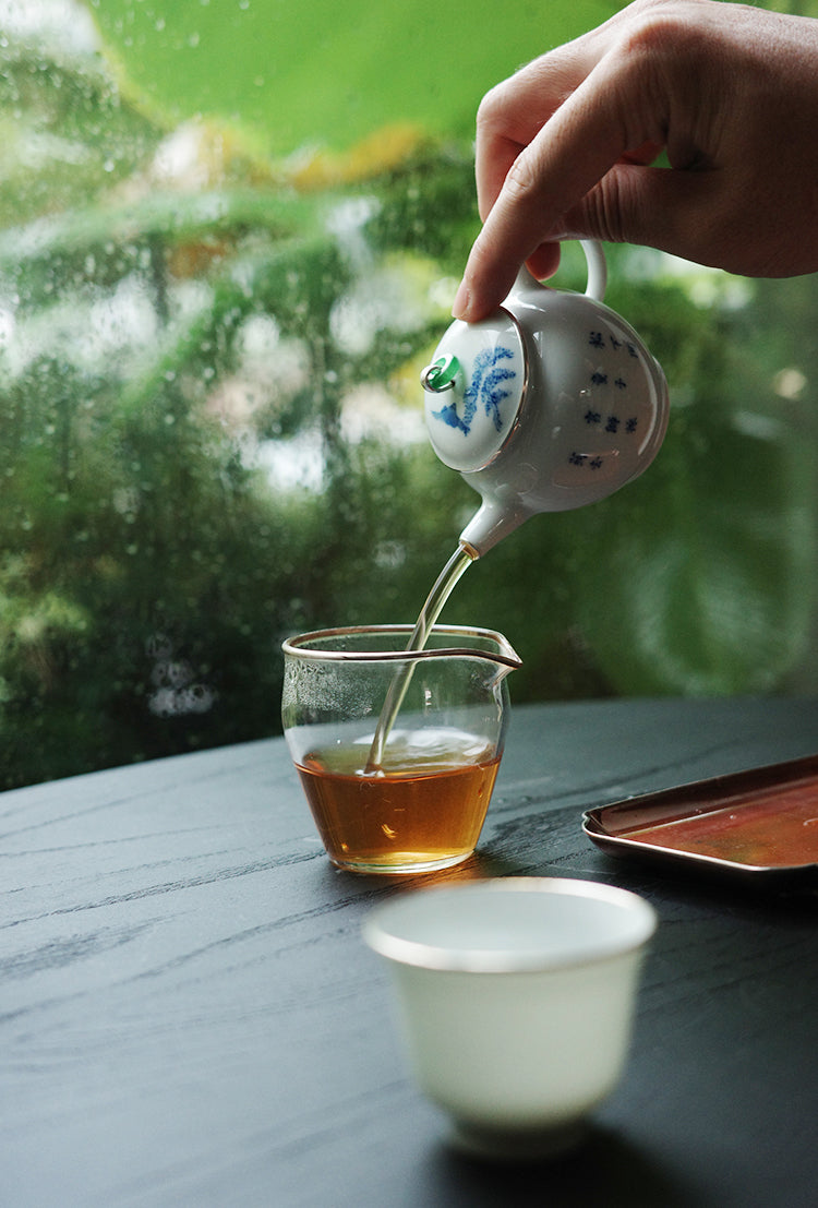 Silver & Jade Wood-Fired Qinghua Teapot