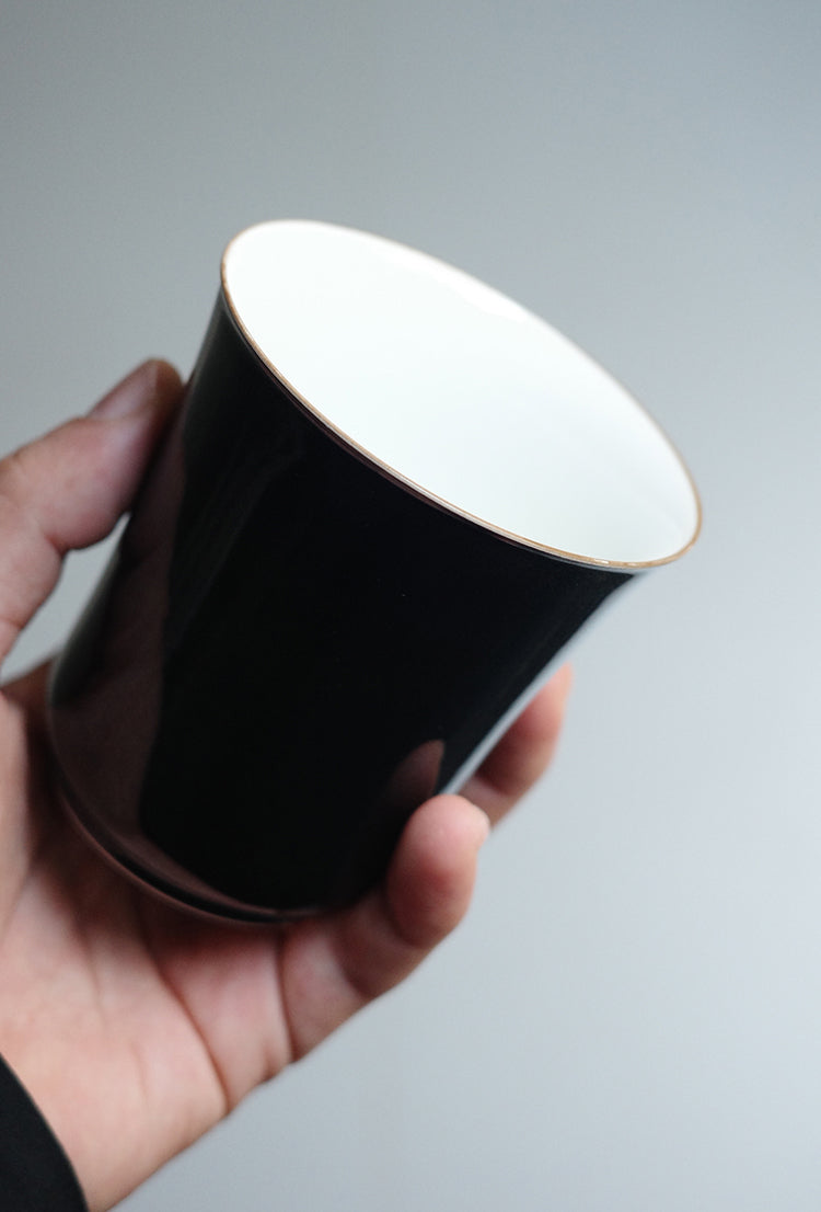 Ink-Black Minimalist Ceramic Coffee Cup