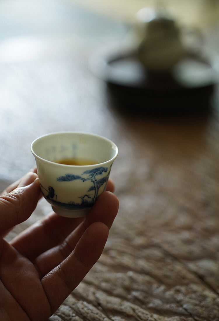 Qinghua Fisherman Porcelain Teacup