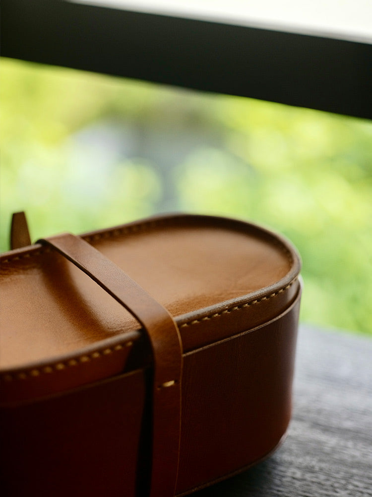 Leather Storage Case for Travel Tea Set