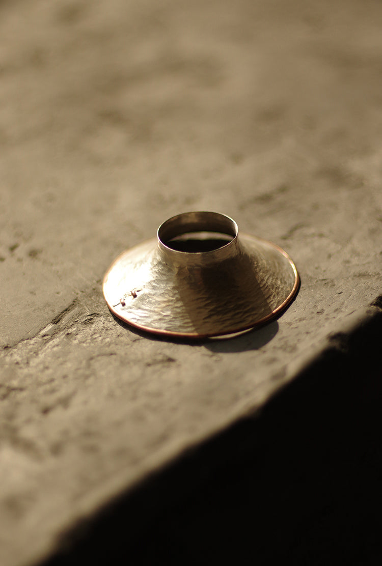 Silver and Copper Tea Leaf Guide & Lid Rest