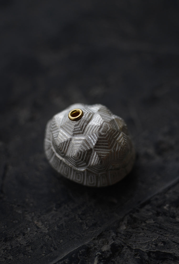 Silver Glazed Ceramic Tortoiseshell Incense Holder