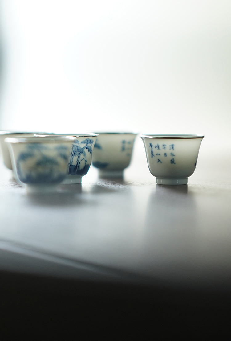 Silver-rimmed Qinghua Fisherman Teacup