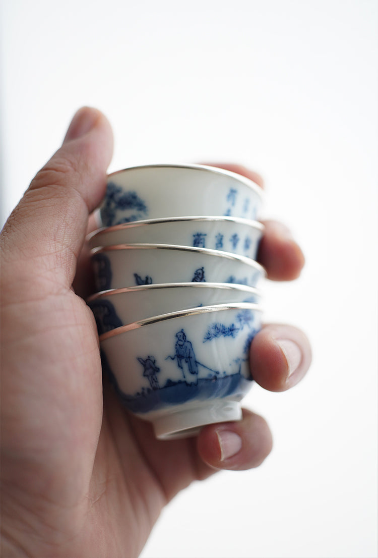 Qinghua Ruò Shēn Teacup - The boy, the hermit, and the mountain