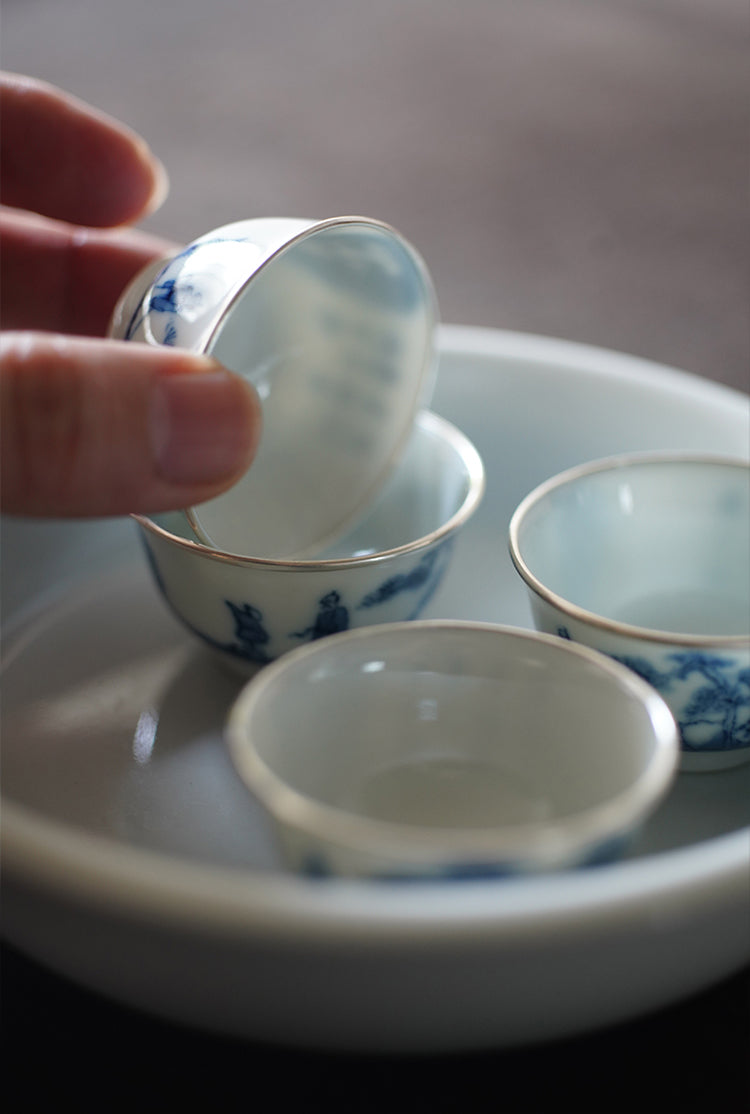 Qinghua Ruò Shēn Teacup - The boy, the hermit, and the mountain