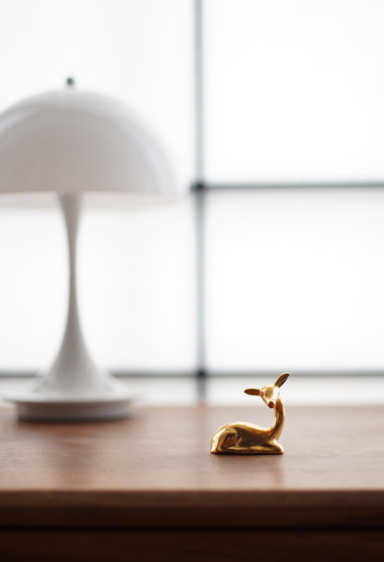 Gold-Glazed Cute Deer Tea Scoop Holder