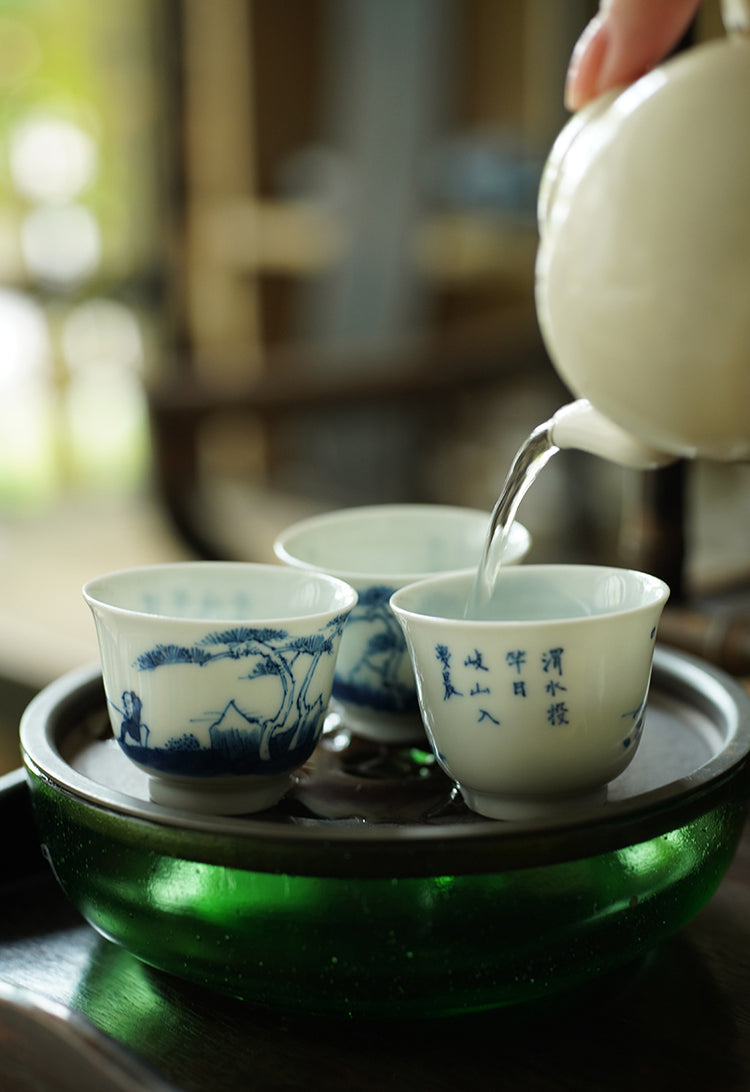 Qinghua Fisherman Porcelain Teacup
