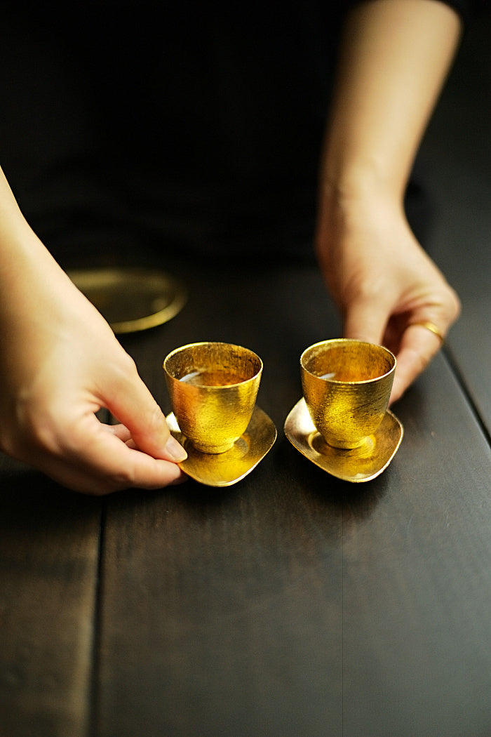 Precious Metal Glazed Bell Teacups